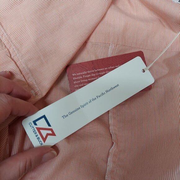 Cutter & Buck NWT Women's Orange striped S Long Sleeve Button Down - Picture 9 of 11